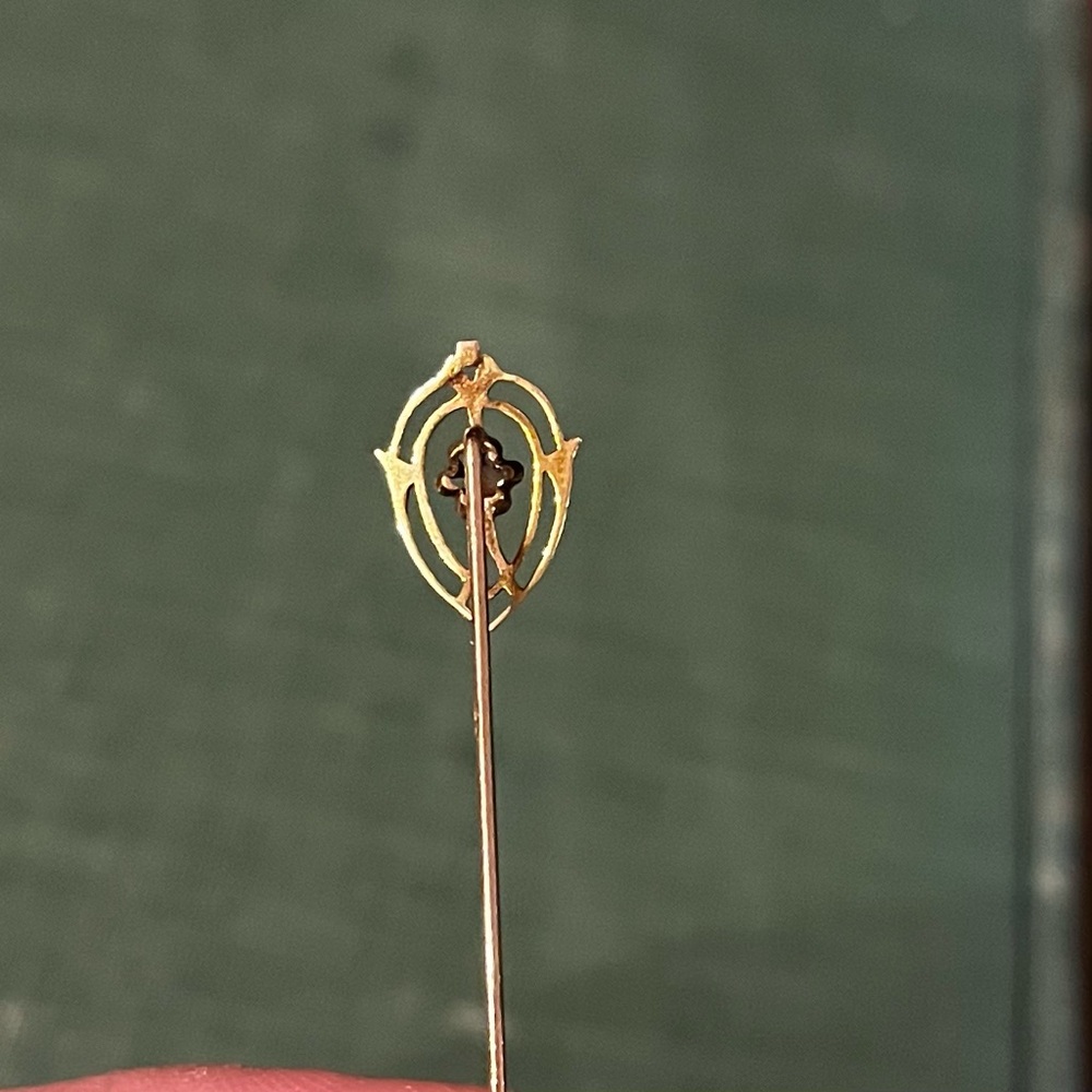 Gorgeous Antique 10k Gold Sapphire Ornate Stick Pin - Picture 6 of 6